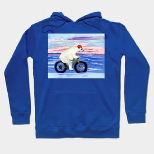 Polar Bear Riding a Fat Bike Hoodie